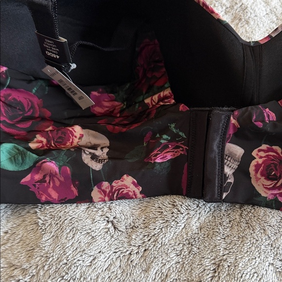 Torrid Black and Pink/Purple Floral + Skull Dream Wire-Free Lightly Lined Bra - Picture 3 of 5
